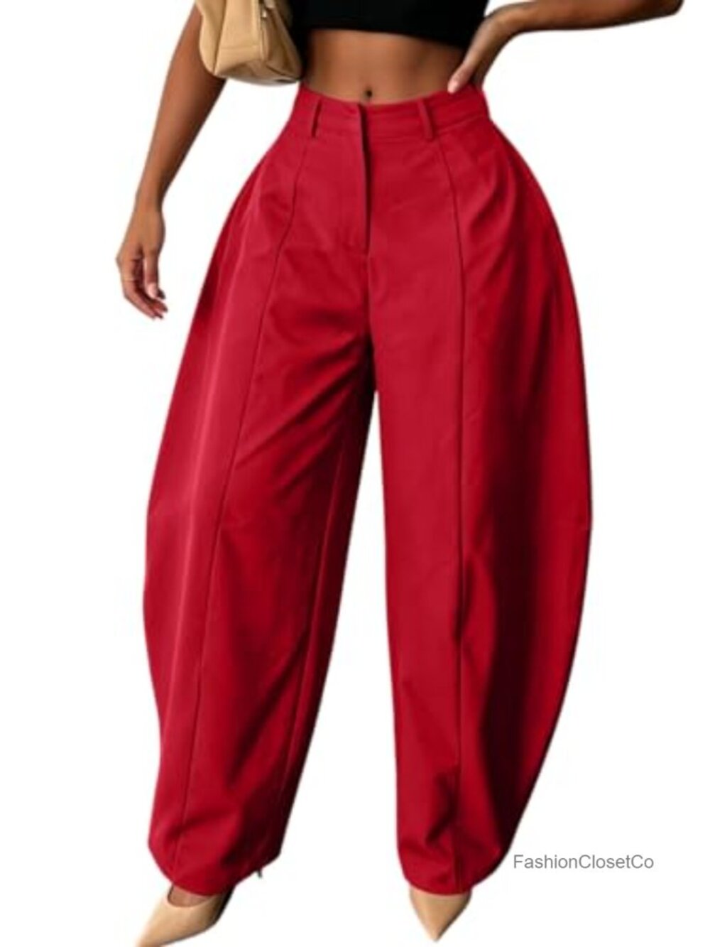 High Waisted Wide Leg Cargo Pants Pleated Balloon Trousers